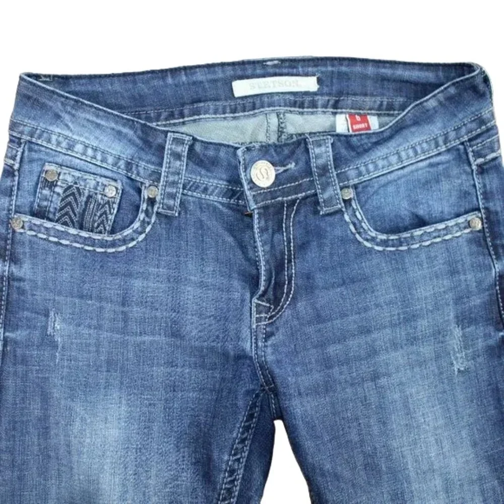 Stetson Medium Blue Fade Classic Boot Denim Jeans, Size 6 (Short)